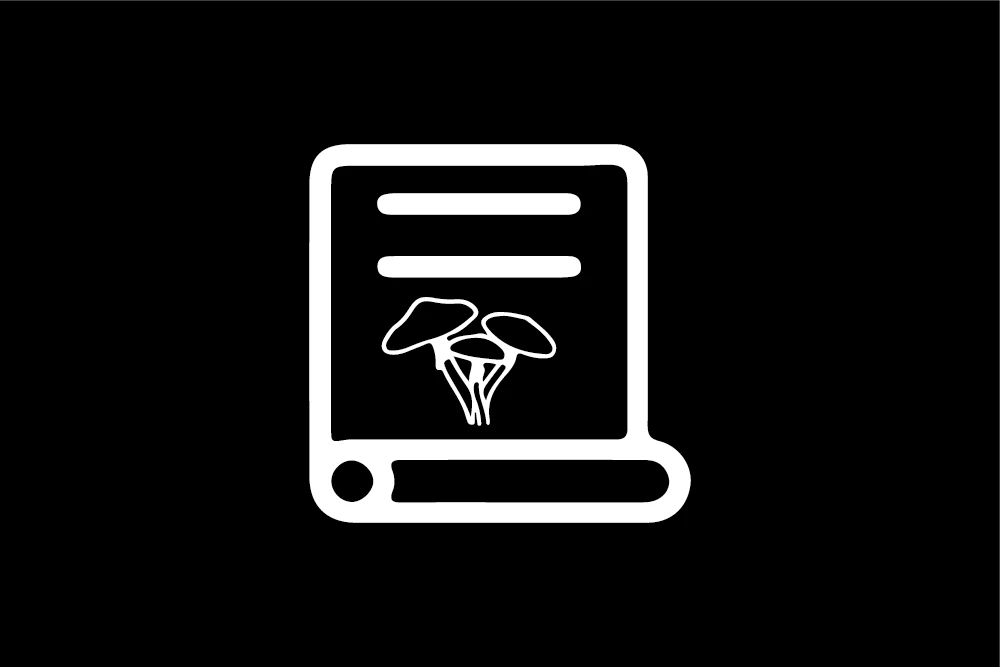 pictogram of a scroll with a mushroom symbol pictogram of a scroll with a mushroom symbol