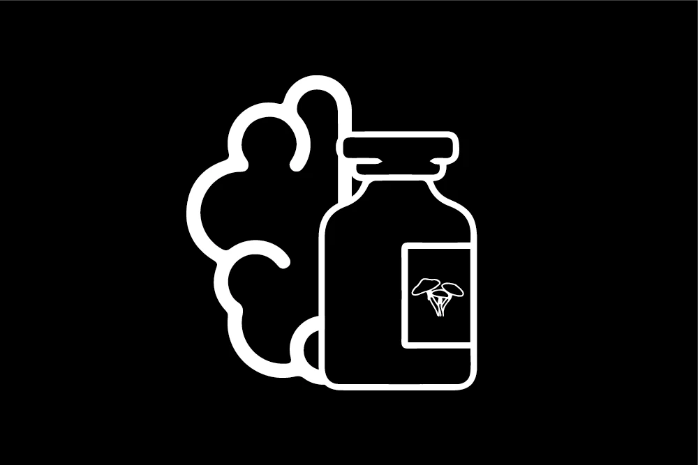 pictogram of a pillbox with half a brain pictogram of a pillbox with half a brain